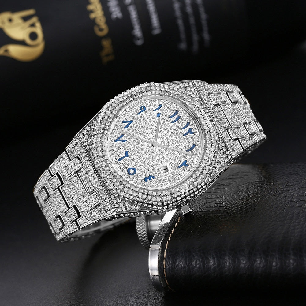 Hip Hop Full Diamond Arabic Scale Niche Quartz Watch