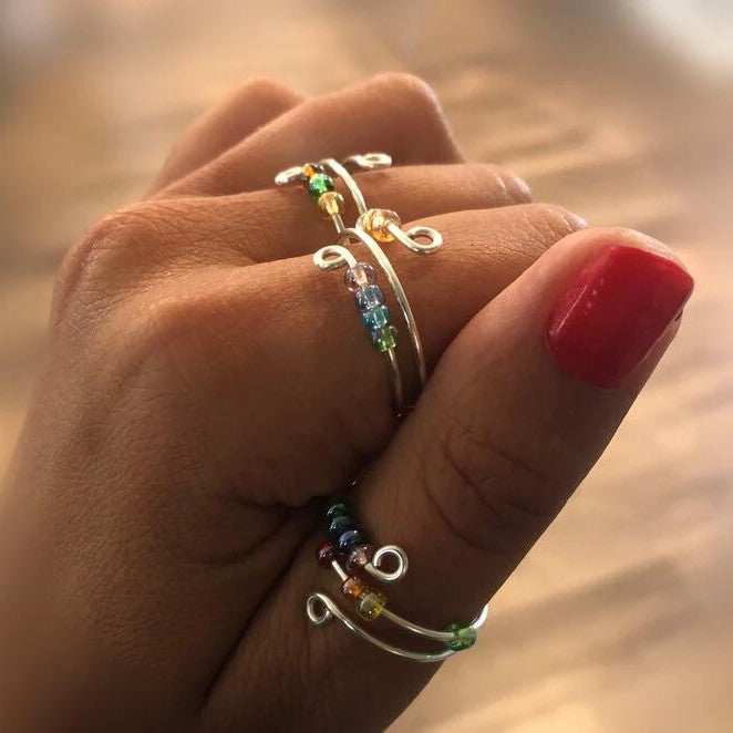 Colorful Beads Free Spins Fidget Anti Stress Anxiety Ring