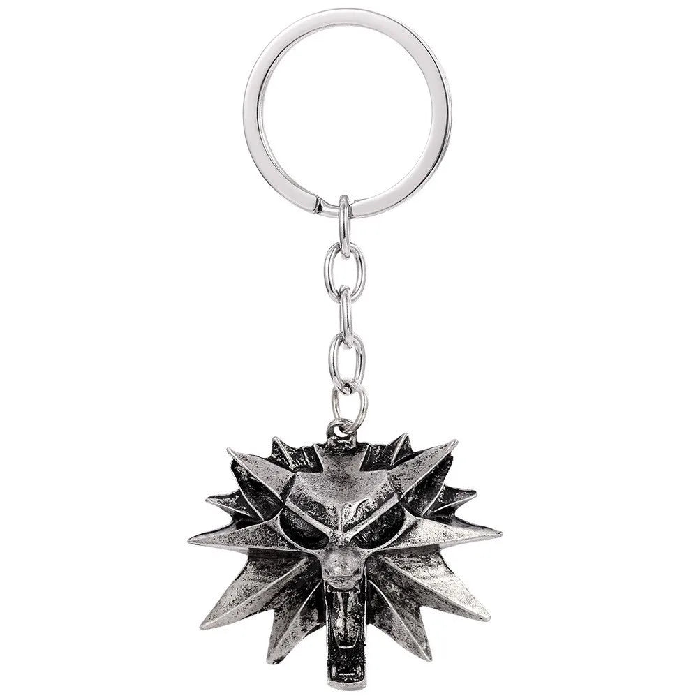 Witcher keychain Creative Witcher Wolf Head Keychain Game Peripheral Keyring
