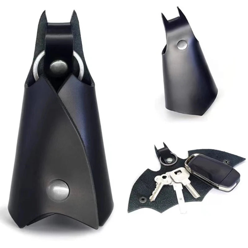Superhero Bruce Wayne Leather Key Chain Car Keys Bat Pendant Key