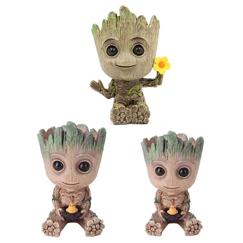 Baby Groot Flower Pot Home Decoration Planters For Indoor Plants Anime Heroism Figure Office Desktop Display Ornament Pen Holder