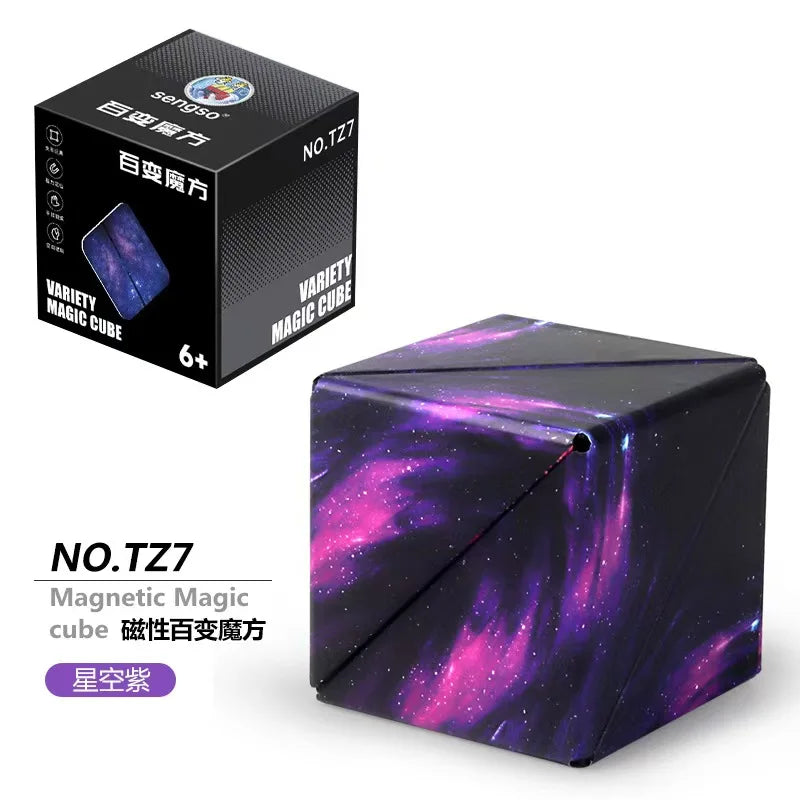 Variety Geometric Changeable Magnetic Magic Cube Anti Stress 3D Hand Flip Puzzle Cube Kids Stress Reliever Fidget Toy