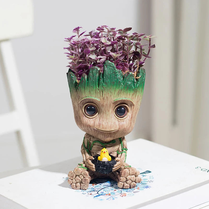 Baby Groot Flower Pot Home Decoration Planters For Indoor Plants Anime Heroism Figure Office Desktop Display Ornament Pen Holder