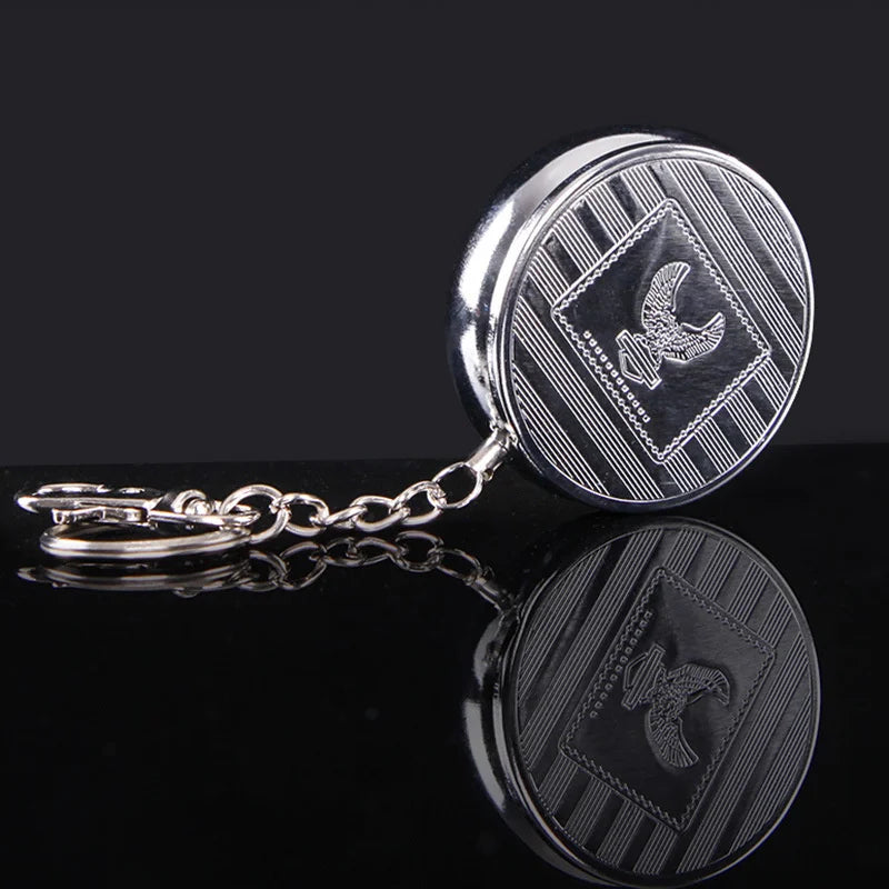 1PC Random Style Ashtray with Lid Mini Portable Ashtray Stainless Steel Keychain Suitable for Carrying Around Use in Car and Travel