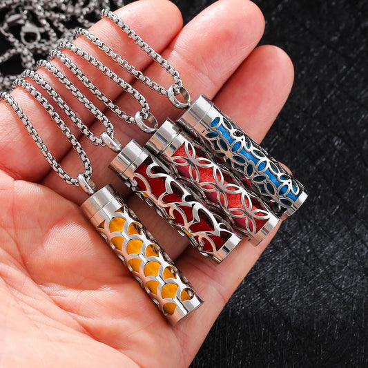 Essential Oil Necklace Aromatherapy Pendant Necklace 316L Stainless Steel Diffuser Necklace, Essential Oil Jewelry Gift