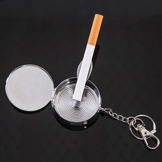 1PC Random Style Ashtray with Lid Mini Portable Ashtray Stainless Steel Keychain Suitable for Carrying Around Use in Car and Travel