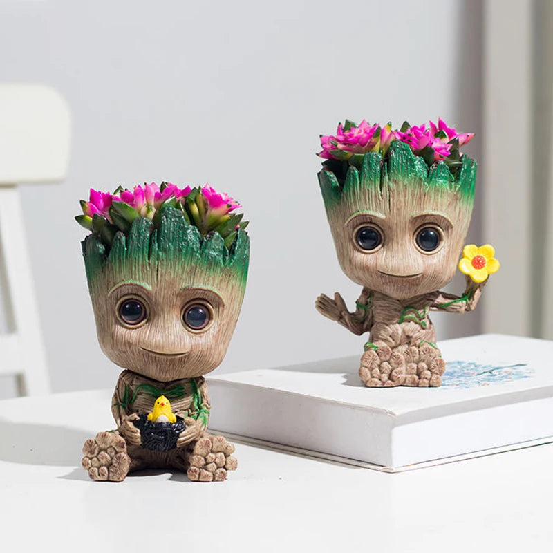 Baby Groot Flower Pot Home Decoration Planters For Indoor Plants Anime Heroism Figure Office Desktop Display Ornament Pen Holder