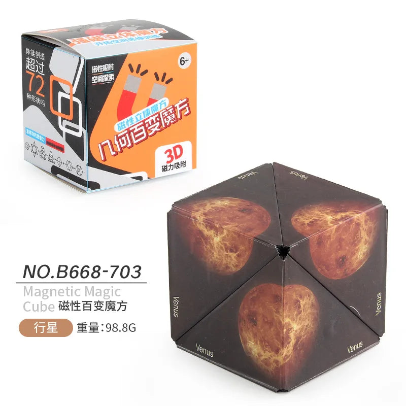 Variety Geometric Changeable Magnetic Magic Cube Anti Stress 3D Hand Flip Puzzle Cube Kids Stress Reliever Fidget Toy