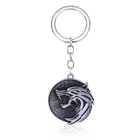 Witcher keychain Creative Witcher Wolf Head Keychain Game Peripheral Keyring