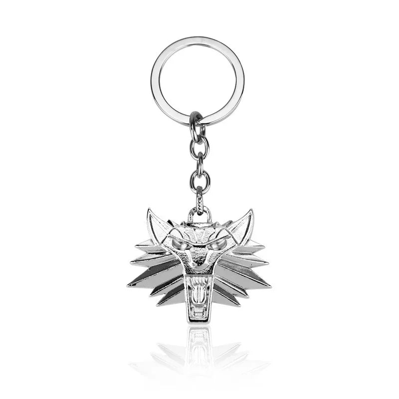 Witcher keychain Creative Witcher Wolf Head Keychain Game Peripheral Keyring