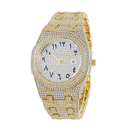 Hip Hop Full Diamond Arabic Scale Niche Quartz Watch