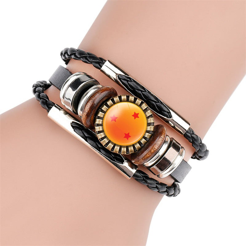 Dragon Ball Bracelet Anime Peripheral Accessories Dragon Ball Hand-woven Time Gem Leather Bracelet Toys Christmas Gift