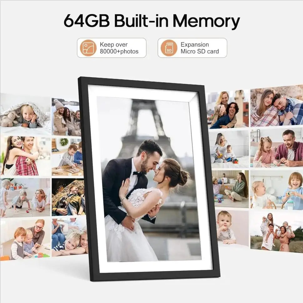 Frameo Digital Picture Frame 10.1 Inch 32GB/64GB Smart WiFi digital photo frame with 1280x800 IPS HD Touch Screen Wall Mountable