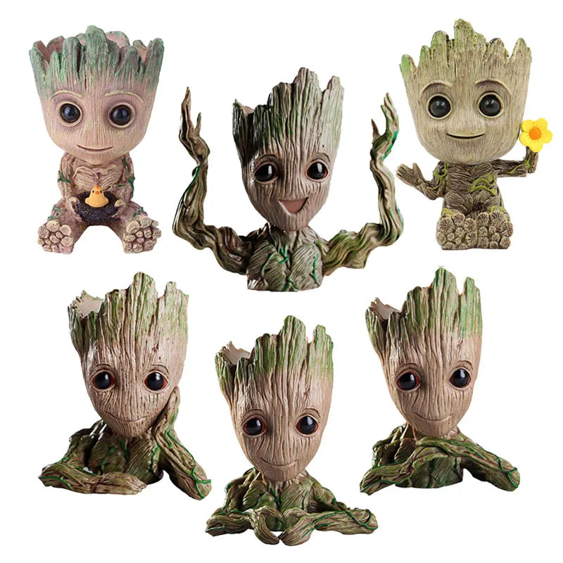 Baby Groot Flower Pot Home Decoration Planters For Indoor Plants Anime Heroism Figure Office Desktop Display Ornament Pen Holder