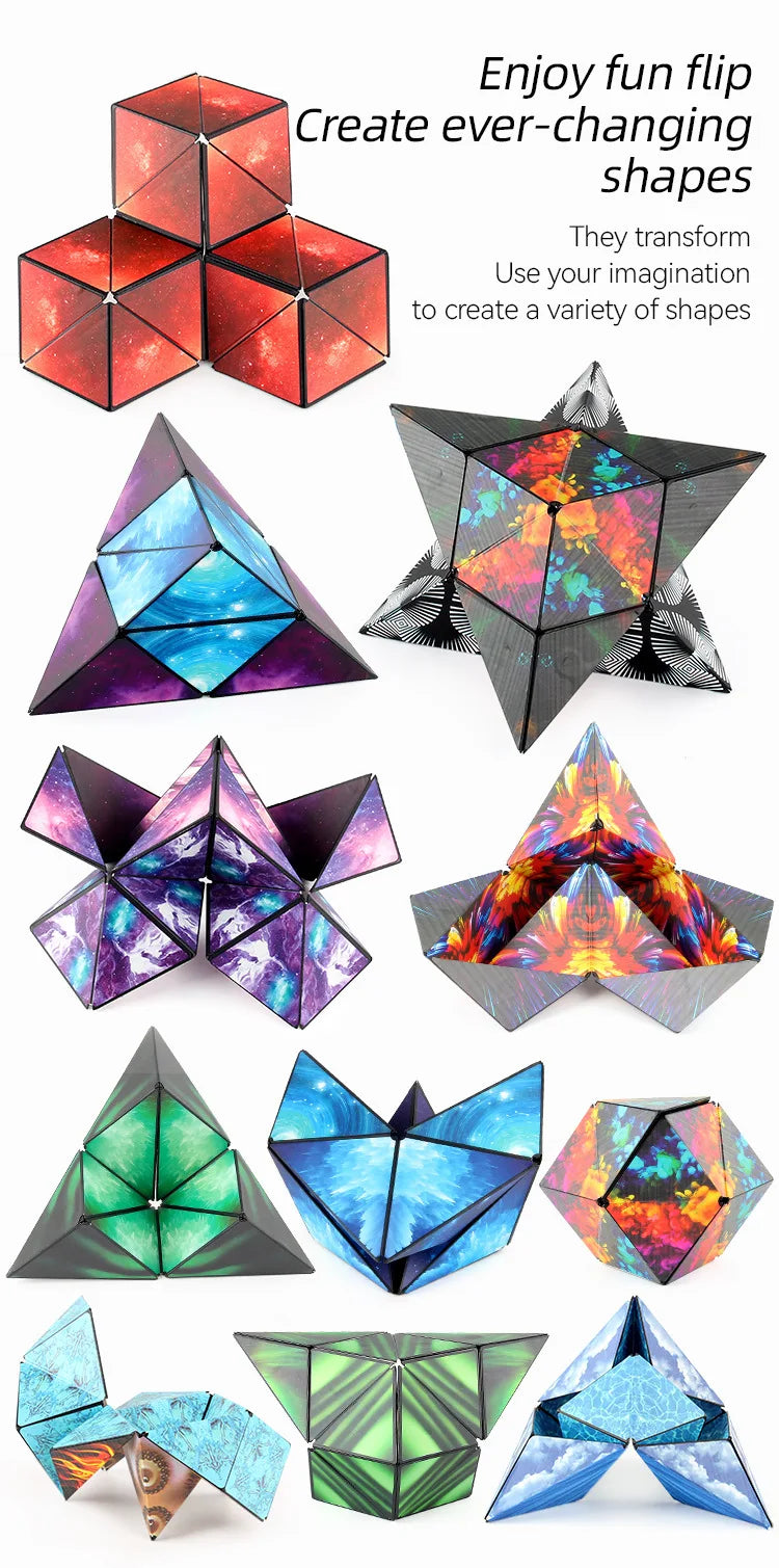 Variety Geometric Changeable Magnetic Magic Cube Anti Stress 3D Hand Flip Puzzle Cube Kids Stress Reliever Fidget Toy
