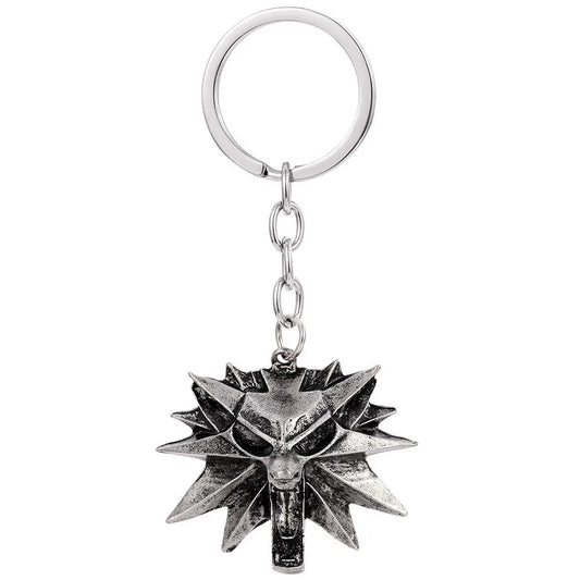 Witcher keychain Creative Witcher Wolf Head Keychain Game Peripheral Keyring