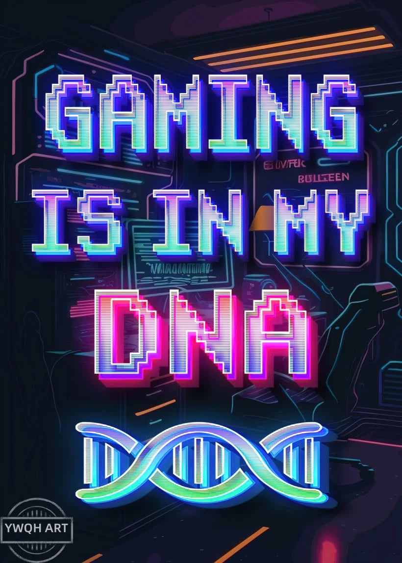 Neon Gaming Poster 'Eat Sleep Game Repeat' Canvas Wall Art Modern Gamer Logic Decor for Boys Room Unframed Home Decor