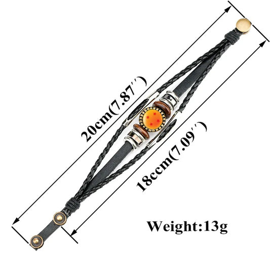 Dragon Ball Bracelet Anime Peripheral Accessories Dragon Ball Hand-woven Time Gem Leather Bracelet Toys Christmas Gift
