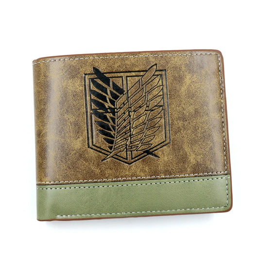 Anime Scout Regiment Khaki Short Attack Wallet Folding Purse Titan