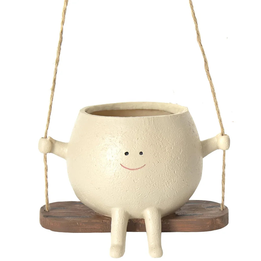 Plant Succulent Pots Resin Smiling Face Planter Creative Wall Hanging Head Planter Multifunctional Home Garden Patio Accessories