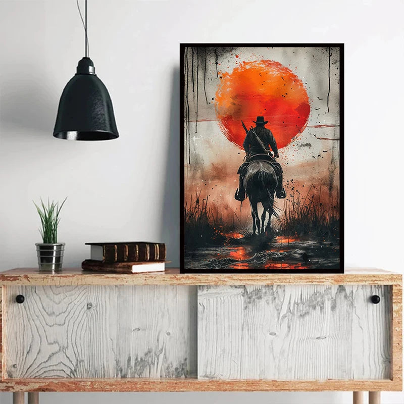 Classic Retro Game Cowboy Character Red Dead Redemption 2 Canvas Painting Poster Print Wall Art Living Room Home Decoration