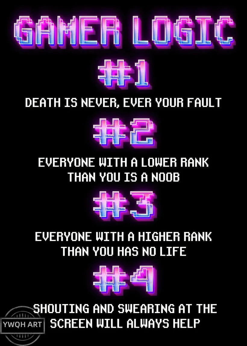Neon Gaming Poster 'Eat Sleep Game Repeat' Canvas Wall Art Modern Gamer Logic Decor for Boys Room Unframed Home Decor