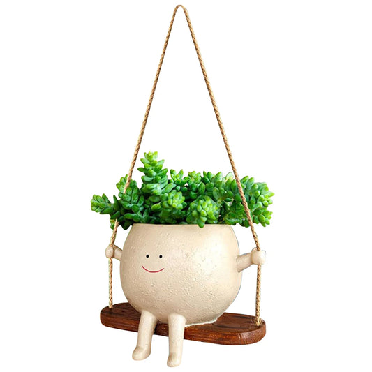 Plant Succulent Pots Resin Smiling Face Planter Creative Wall Hanging Head Planter Multifunctional Home Garden Patio Accessories