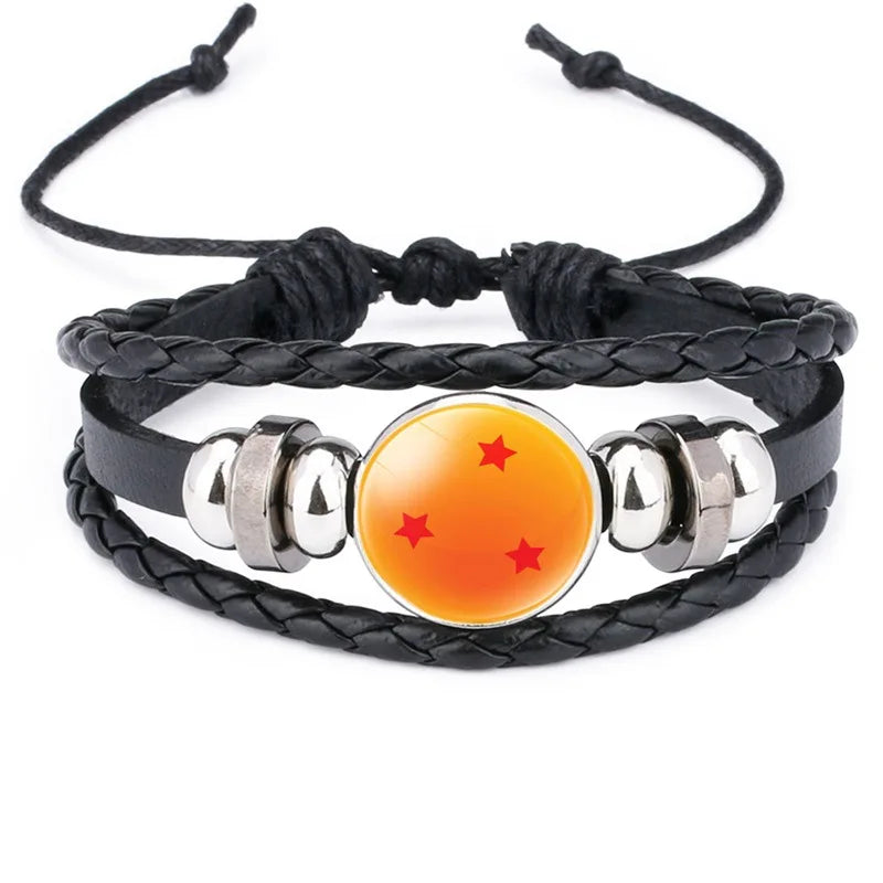 Dragon Ball Bracelet Anime Peripheral Accessories Dragon Ball Hand-woven Time Gem Leather Bracelet Toys Christmas Gift