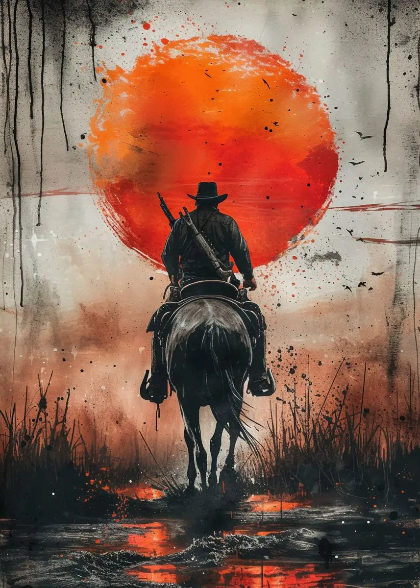 Classic Retro Game Cowboy Character Red Dead Redemption 2 Canvas Painting Poster Print Wall Art Living Room Home Decoration