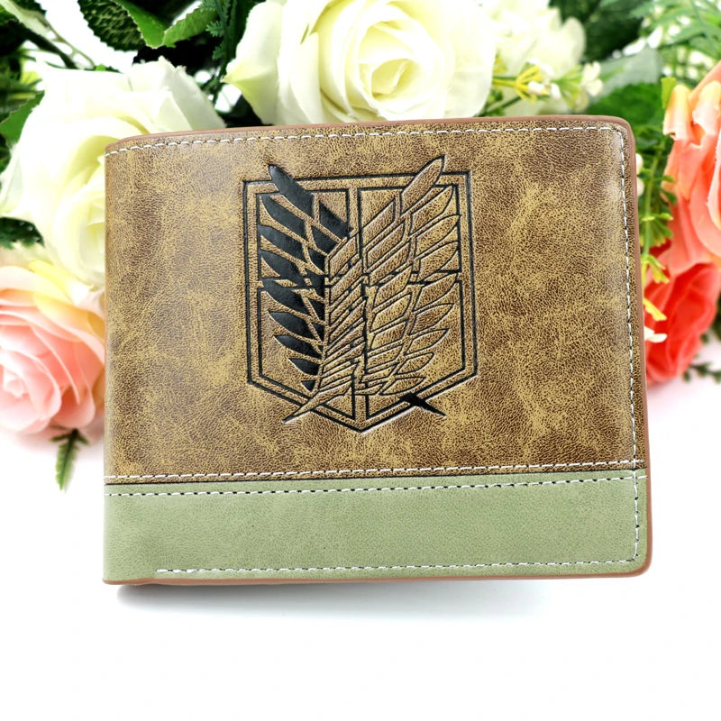Anime Scout Regiment Khaki Short Attack Wallet Folding Purse Titan
