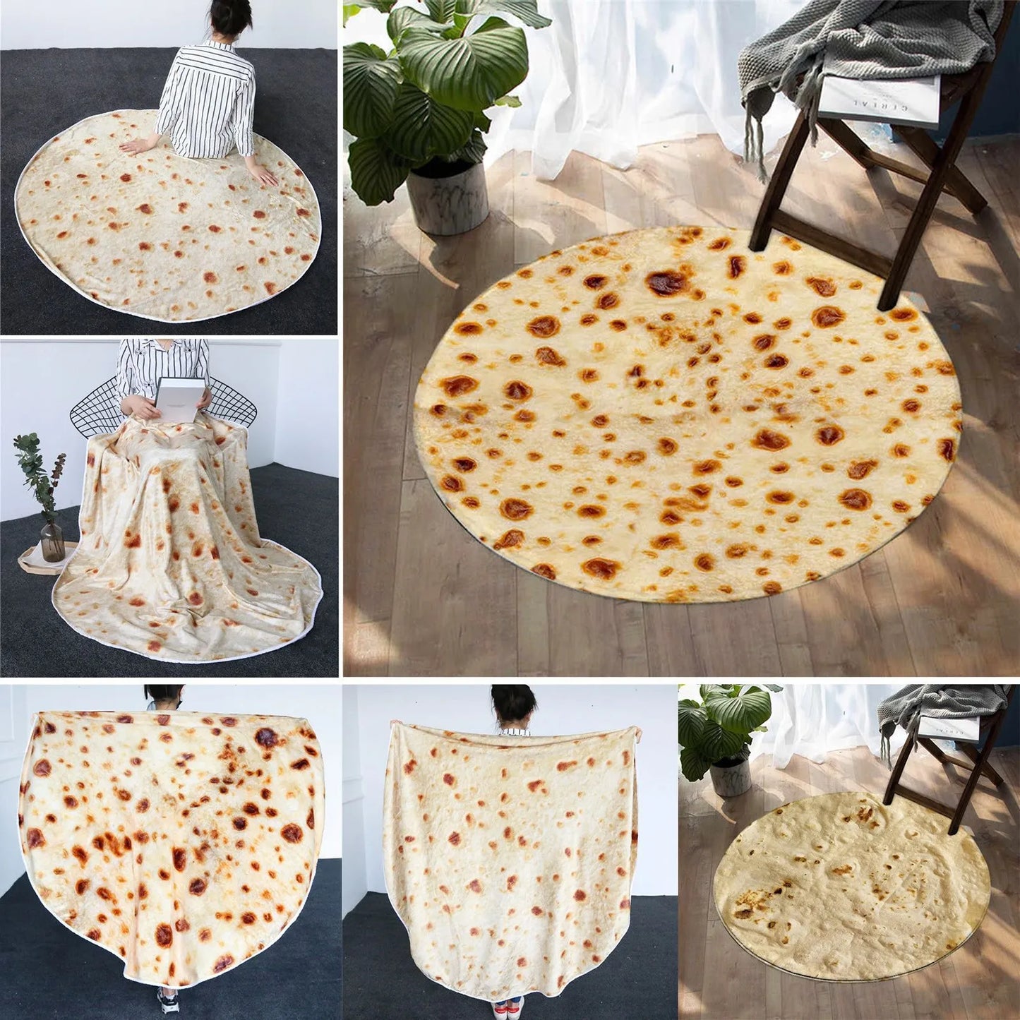 Realistic Fun Food Taco Burrito Tortilla Blanket Soft Warm Flannel Throw Blankets Bed Sheet Shawl Novelty Gift for Adult Child