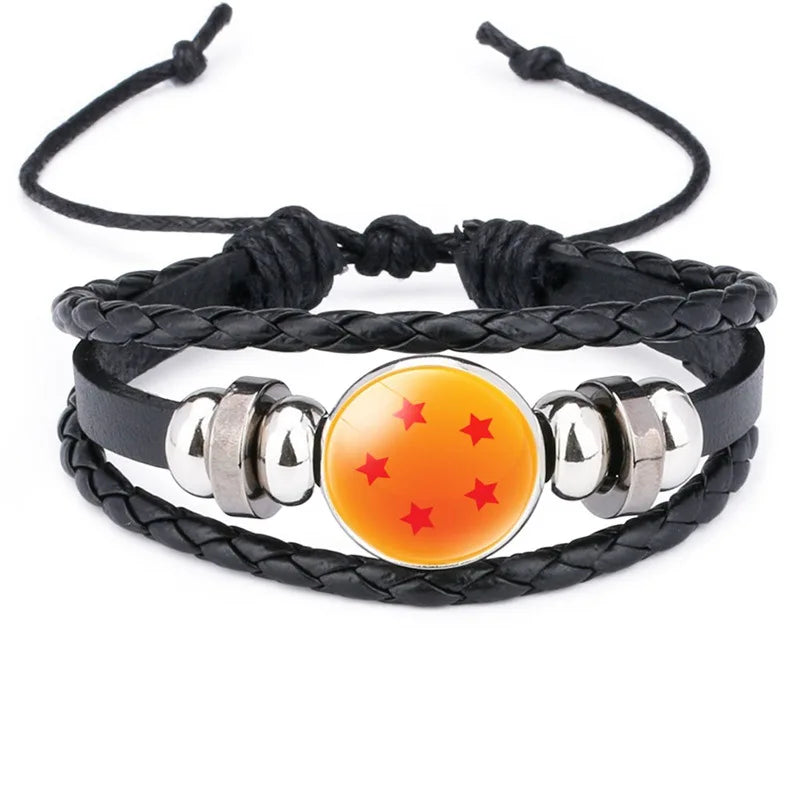 Dragon Ball Bracelet Anime Peripheral Accessories Dragon Ball Hand-woven Time Gem Leather Bracelet Toys Christmas Gift