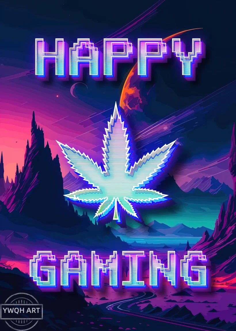 Neon Gaming Poster 'Eat Sleep Game Repeat' Canvas Wall Art Modern Gamer Logic Decor for Boys Room Unframed Home Decor