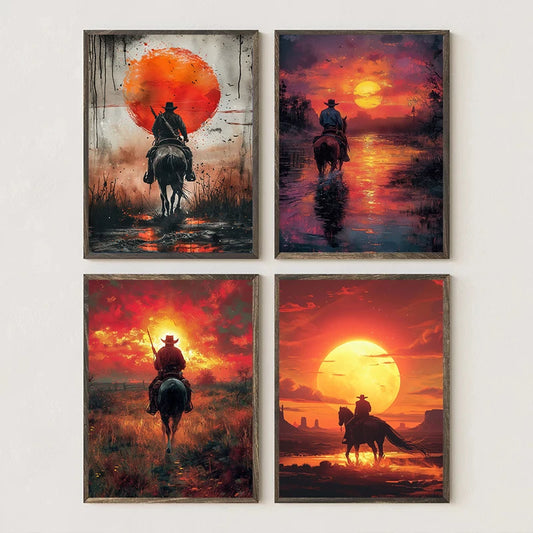 Classic Retro Game Cowboy Character Red Dead Redemption 2 Canvas Painting Poster Print Wall Art Living Room Home Decoration