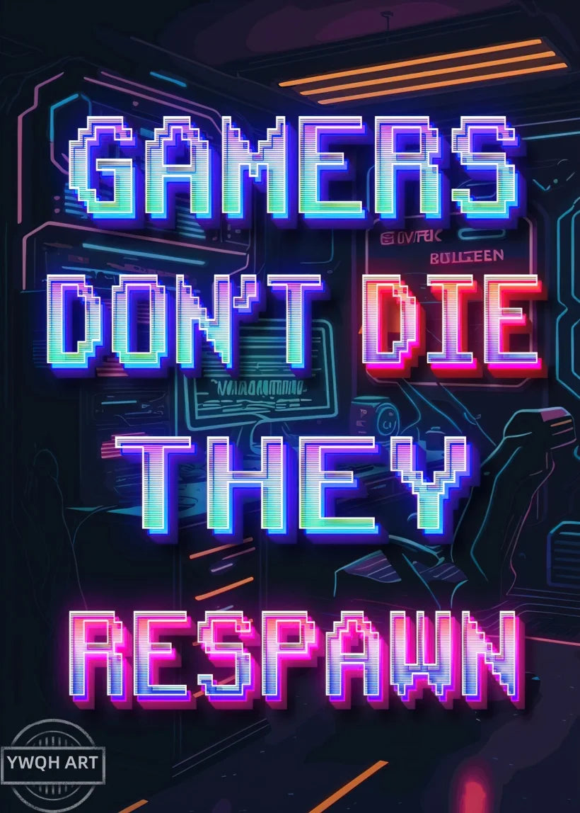 Neon Gaming Poster 'Eat Sleep Game Repeat' Canvas Wall Art Modern Gamer Logic Decor for Boys Room Unframed Home Decor