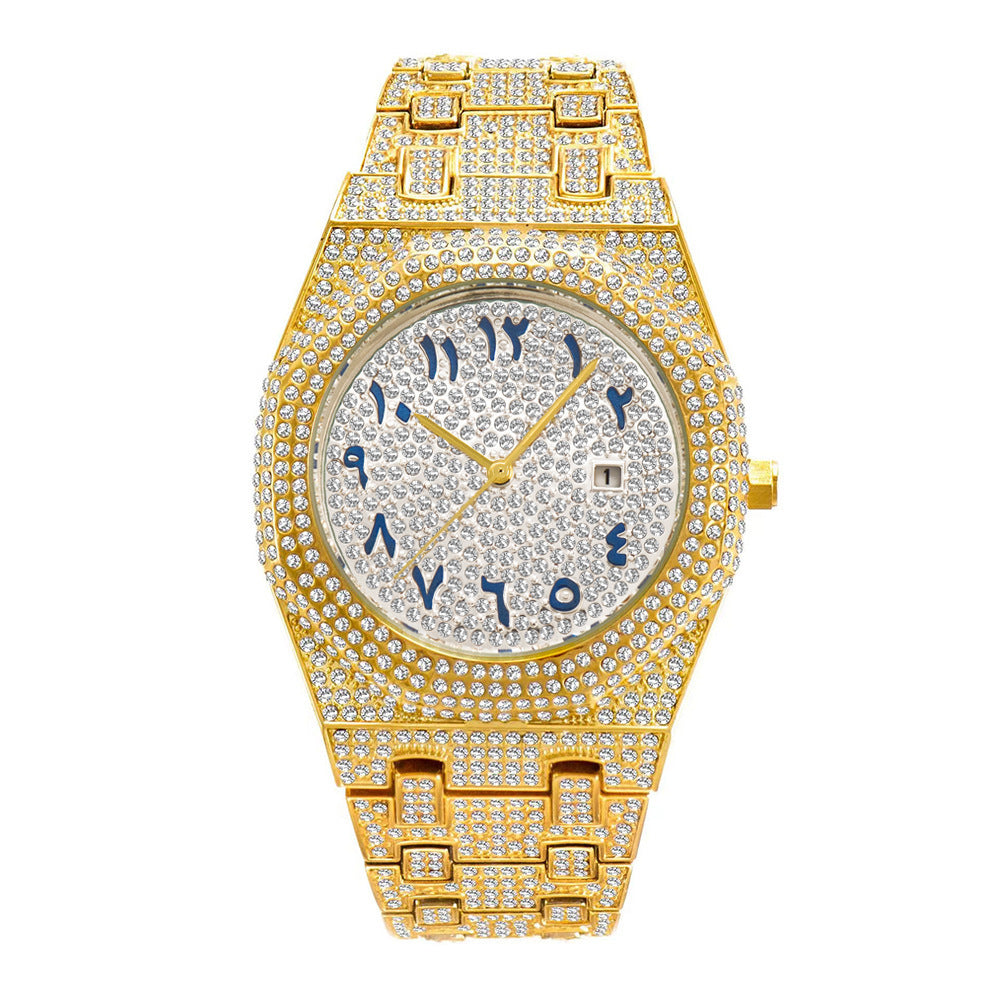 Hip Hop Full Diamond Arabic Scale Niche Quartz Watch
